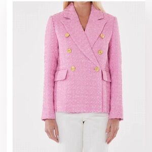 Dolce‎ Cabo Pink Tweed gold baroque style buttons Double Breasted Blazer size M